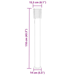 vidaXL Wegeleuchten mit Steckdose 3 Stk. Schwarz 110 cm Edelstahl
