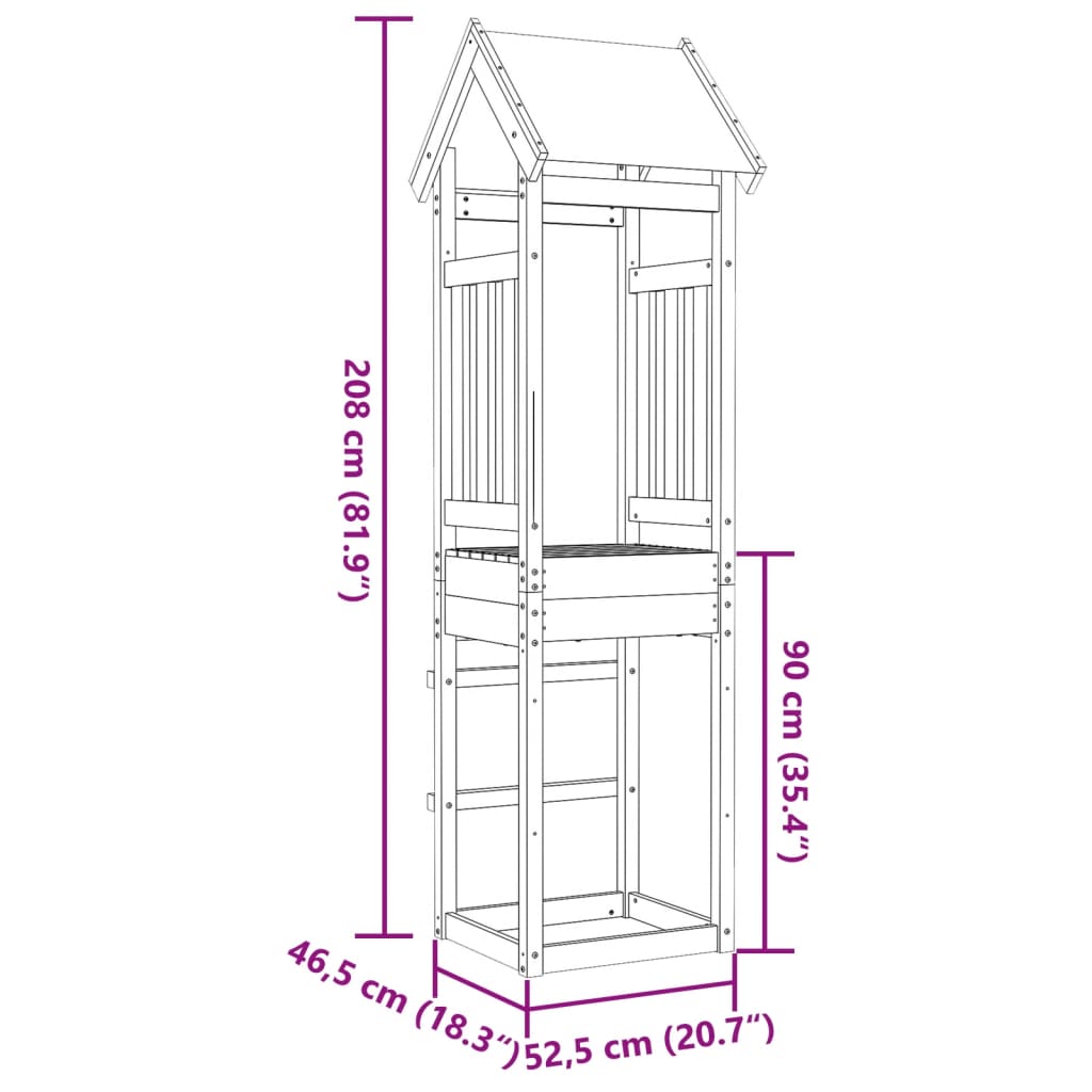 Spielturm 52,5x46,5x208 cm Massivholz Douglasie