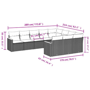 vidaXL 10-tlg. Garten-Sofagarnitur mit Kissen Beige Poly Rattan