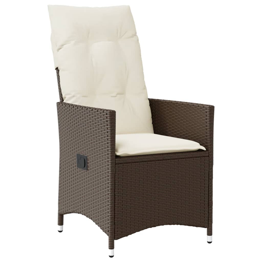 vidaXL 11-tlg. Garten-Bistro-Set mit Kissen Braun Poly Rattan