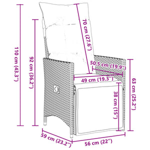 vidaXL 11-tlg. Garten-Bistro-Set mit Kissen Braun Poly Rattan