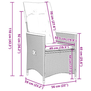 vidaXL 11-tlg. Garten-Bistro-Set mit Kissen Schwarz Poly Rattan