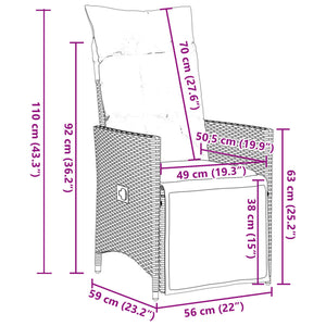 vidaXL 11-tlg. Garten-Bistro-Set mit Kissen Schwarz Poly Rattan