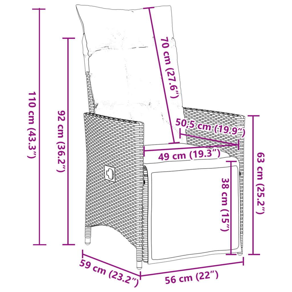 vidaXL 11-tlg. Garten-Bistro-Set mit Kissen Braun Poly Rattan