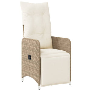 vidaXL 11-tlg. Garten-Bistro-Set mit Kissen Beige Poly Rattan