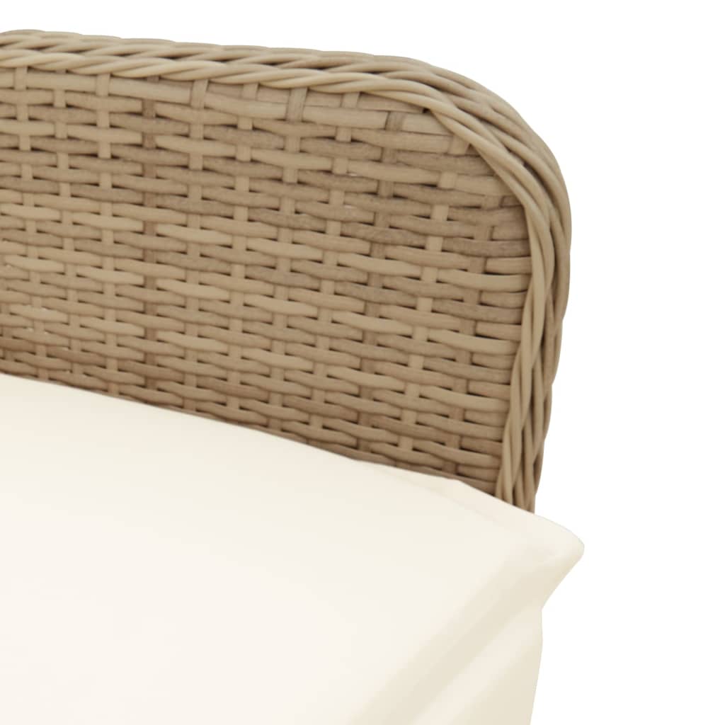 vidaXL 11-tlg. Garten-Bistro-Set mit Kissen Beige Poly Rattan