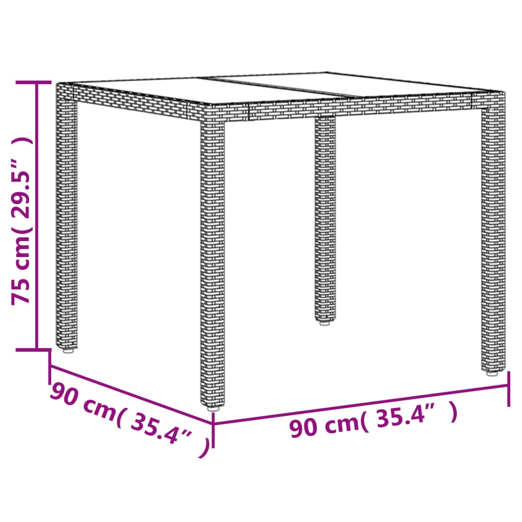 vidaXL 3-tlg. Garten-Essgruppe mit Kissen Schwarz Poly Rattan Glas