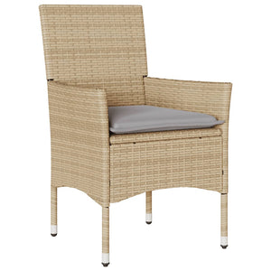 vidaXL 11-tlg. Garten-Essgruppe mit Kissen Beige Poly Rattan und Glas