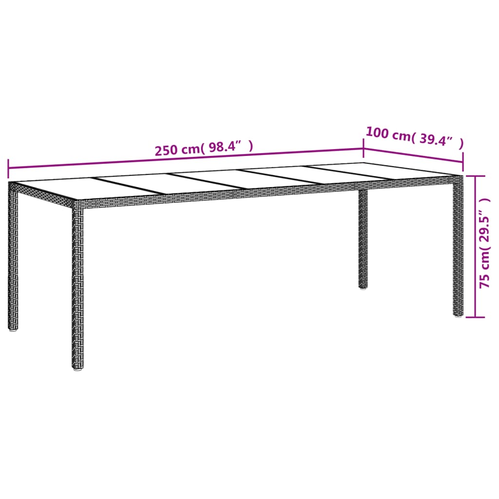 vidaXL 11-tlg. Garten-Essgruppe mit Kissen Schwarz Poly Rattan Glas