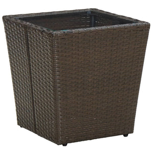 vidaXL 3-tlg. Bistro-Set mit Kissen Braun Poly Rattan und Glas