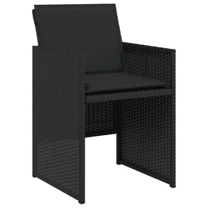 vidaXL 11-tlg. Garten-Essgruppe mit Kissen Schwarz Poly Rattan