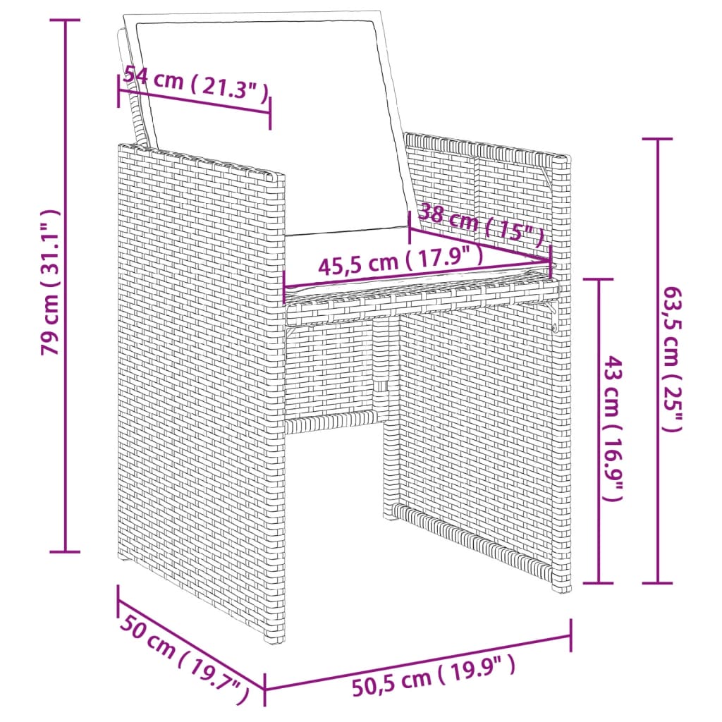 vidaXL 11-tlg. Garten-Essgruppe mit Kissen Schwarz Poly Rattan