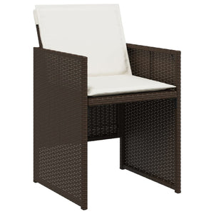 vidaXL 11-tlg. Garten-Essgruppe mit Kissen Braun Poly Rattan