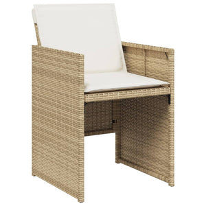 vidaXL 11-tlg. Garten-Essgruppe mit Kissen Beige Poly Rattan