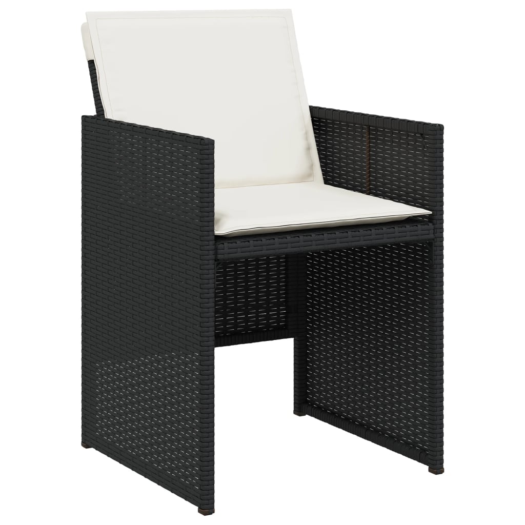 vidaXL 11-tlg. Garten-Essgruppe mit Kissen Schwarz Poly Rattan