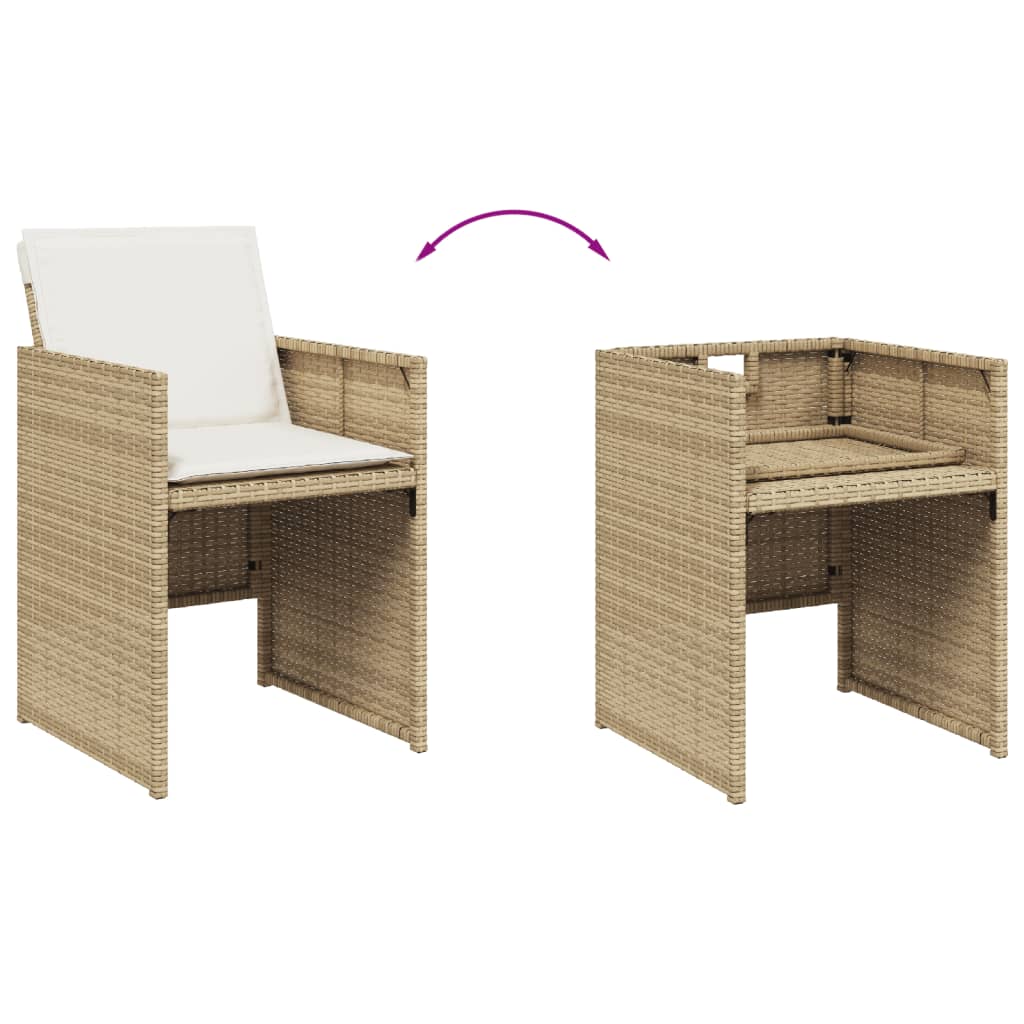 vidaXL 13-tlg. Garten-Essgruppe mit Kissen Beige Poly Rattan