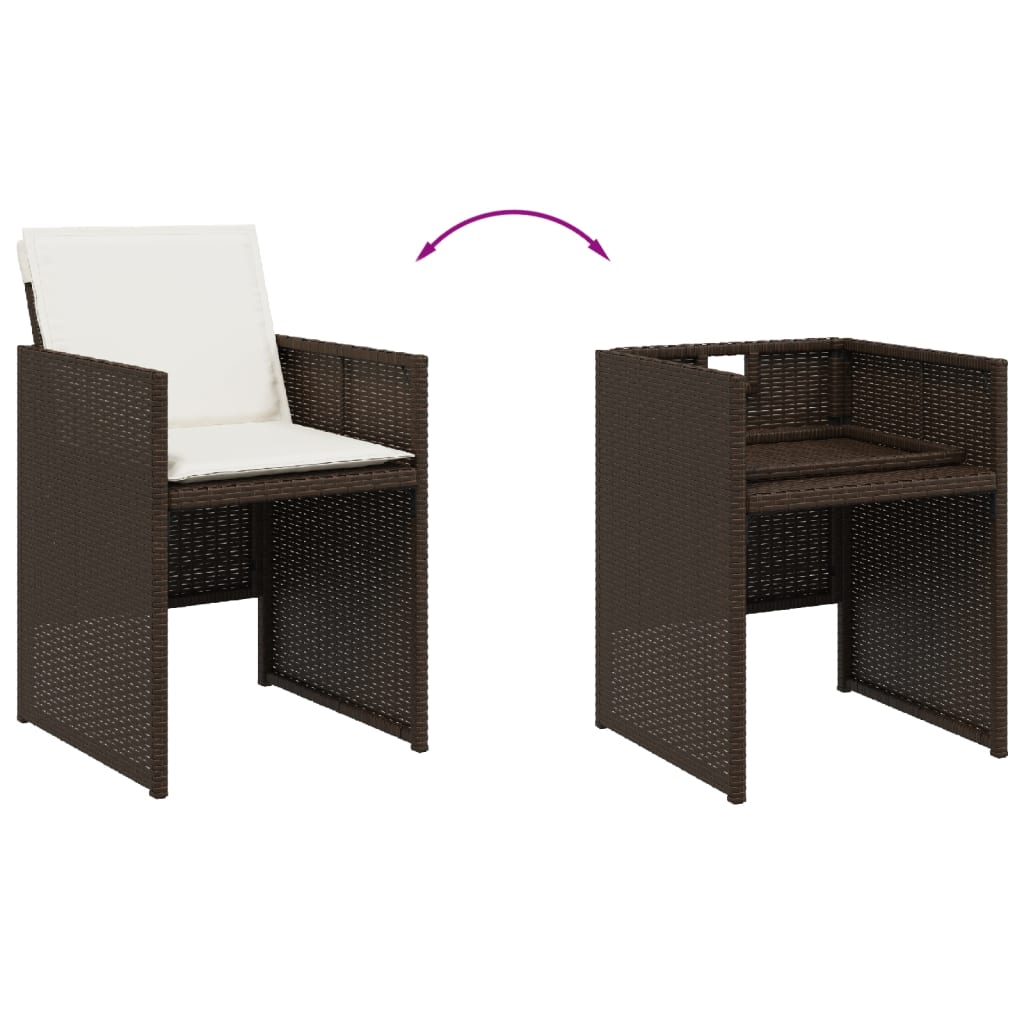 vidaXL 11-tlg. Garten-Essgruppe mit Kissen Braun Poly Rattan