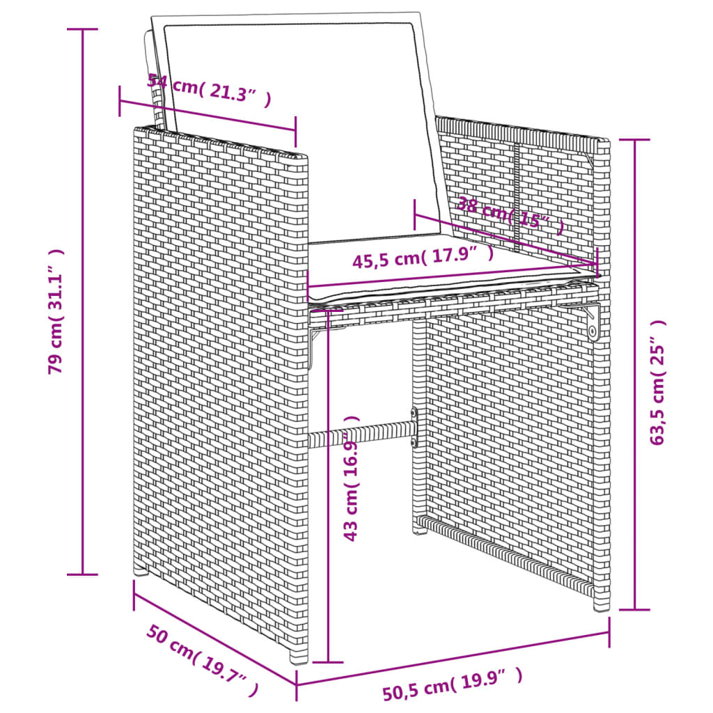 vidaXL 13-tlg. Garten-Essgruppe mit Kissen Beige Poly Rattan