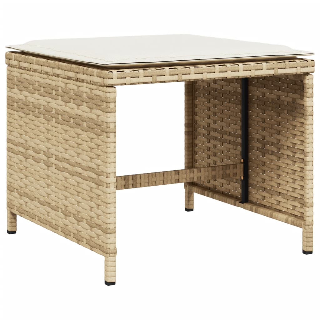 vidaXL 11-tlg. Garten-Essgruppe mit Kissen Beige Poly Rattan