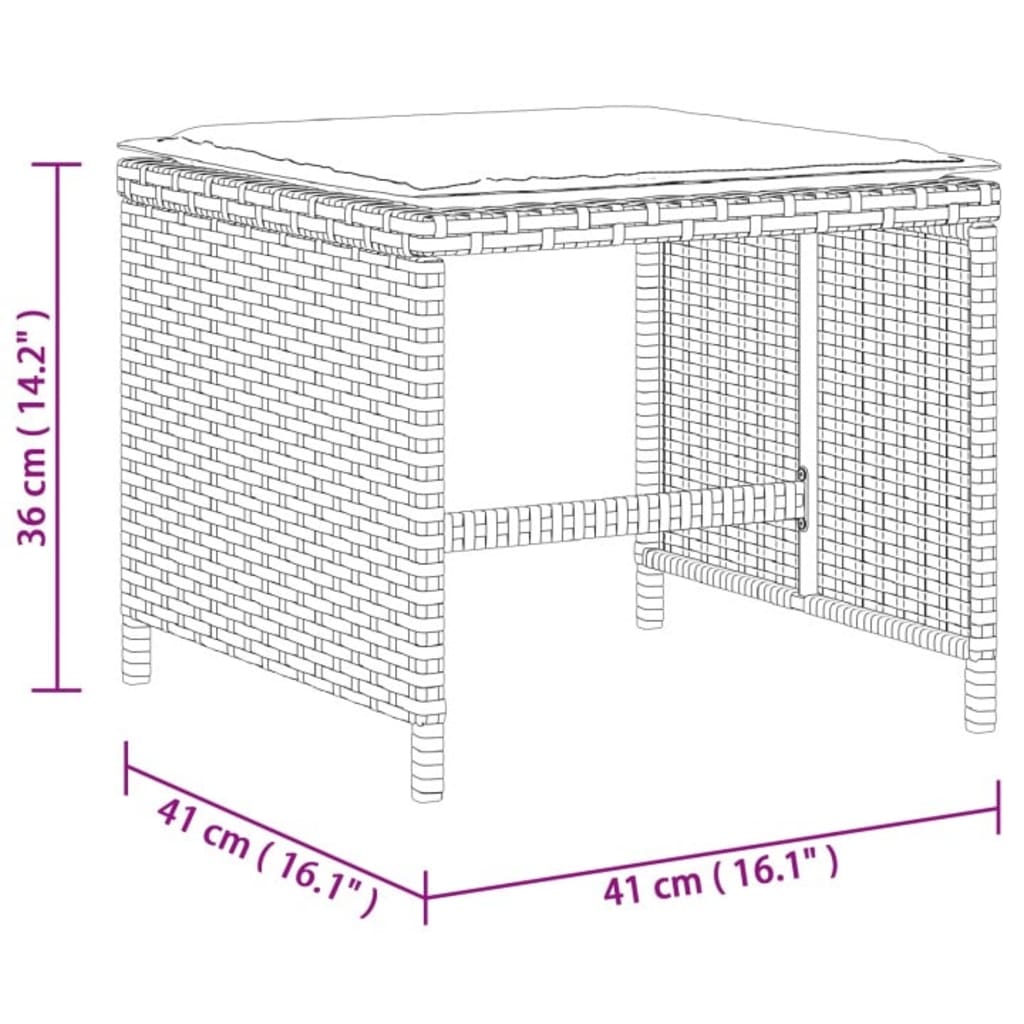 vidaXL 17-tlg. Garten-Essgruppe mit Kissen Beigemischung Poly Rattan