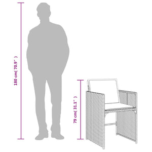 vidaXL 11-tlg. Garten-Essgruppe mit Kissen Braun Poly Rattan