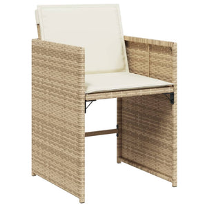 vidaXL 11-tlg. Garten-Essgruppe mit Kissen Beige Poly Rattan