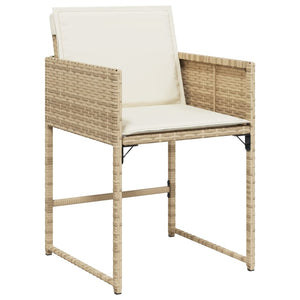 vidaXL 15-tlg. Garten-Essgruppe mit Kissen Beige Poly Rattan