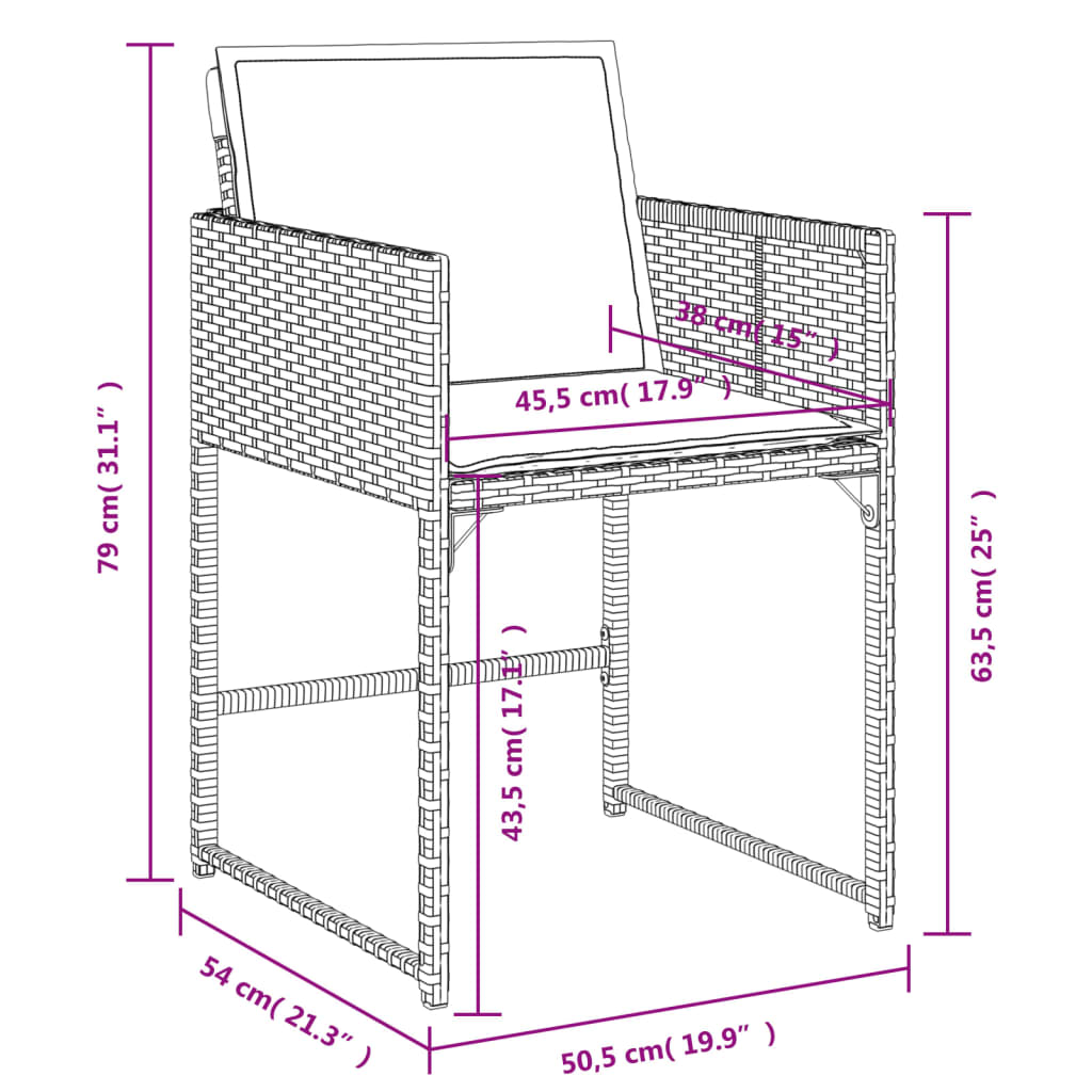 vidaXL 17-tlg. Garten-Essgruppe mit Kissen Grau Poly Rattan