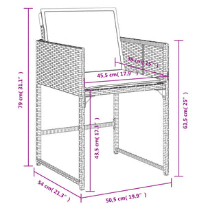 vidaXL 11-tlg. Garten-Essgruppe mit Kissen Grau Poly Rattan