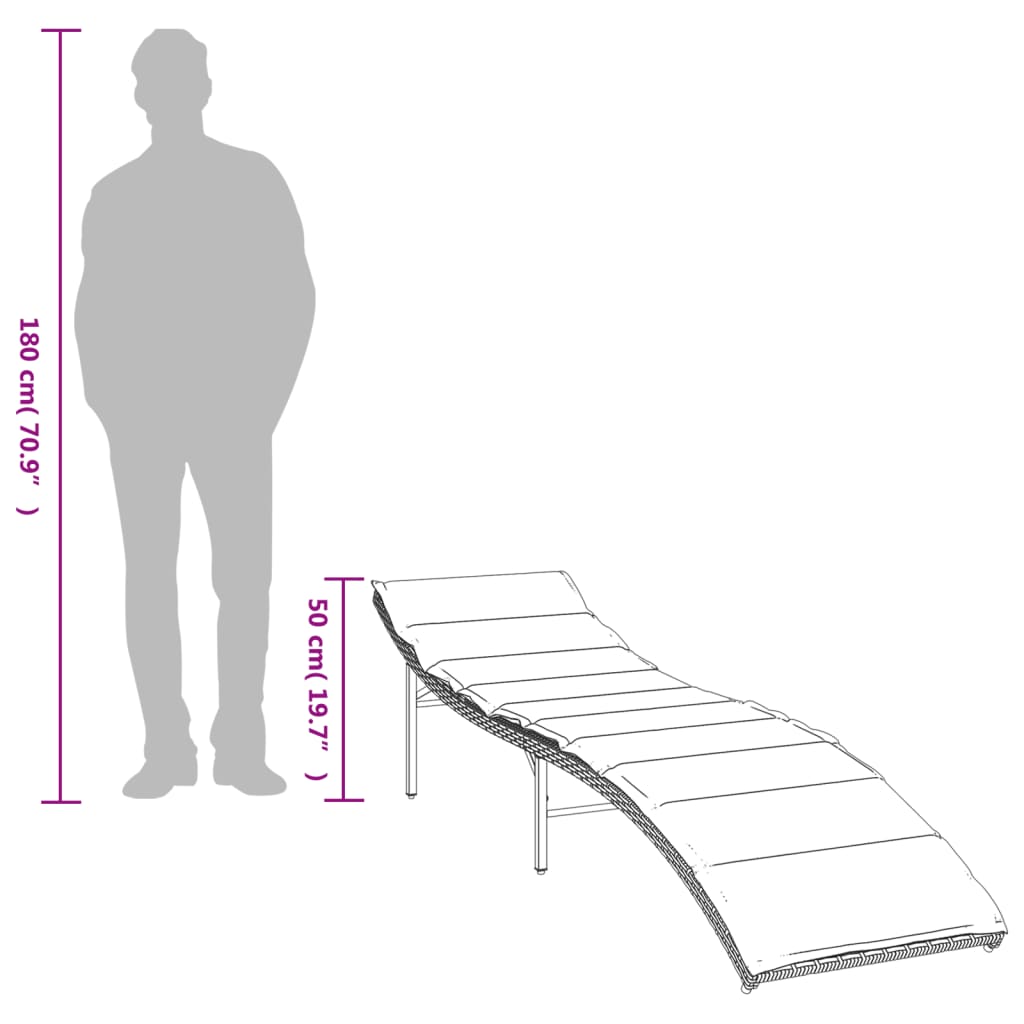 vidaXL Sonnenliegen 2 Stk. mit Auflagen Braun Poly Rattan