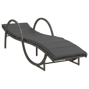 vidaXL Sonnenliegen 2 Stk. mit Auflagen Grau Poly Rattan