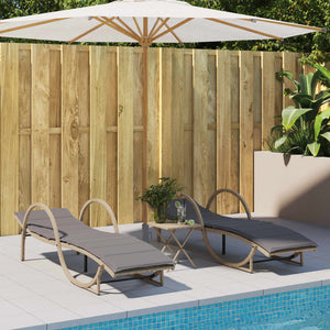 Sonnenliegen 2 Stk. mit Auflagen Beige Poly Rattan