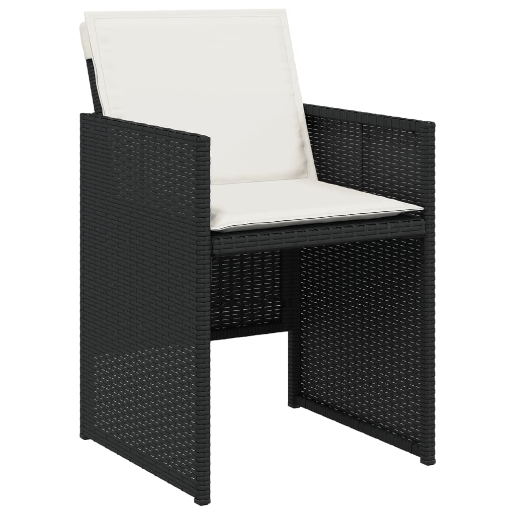 vidaXL Gartenstühle mit Kissen 4 Stk. Schwarz Poly Rattan