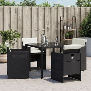 vidaXL Gartenstühle mit Kissen 4 Stk. Schwarz Poly Rattan