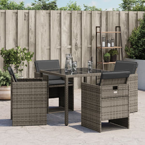 vidaXL Gartenstühle mit Kissen 4 Stk. Grau Poly Rattan