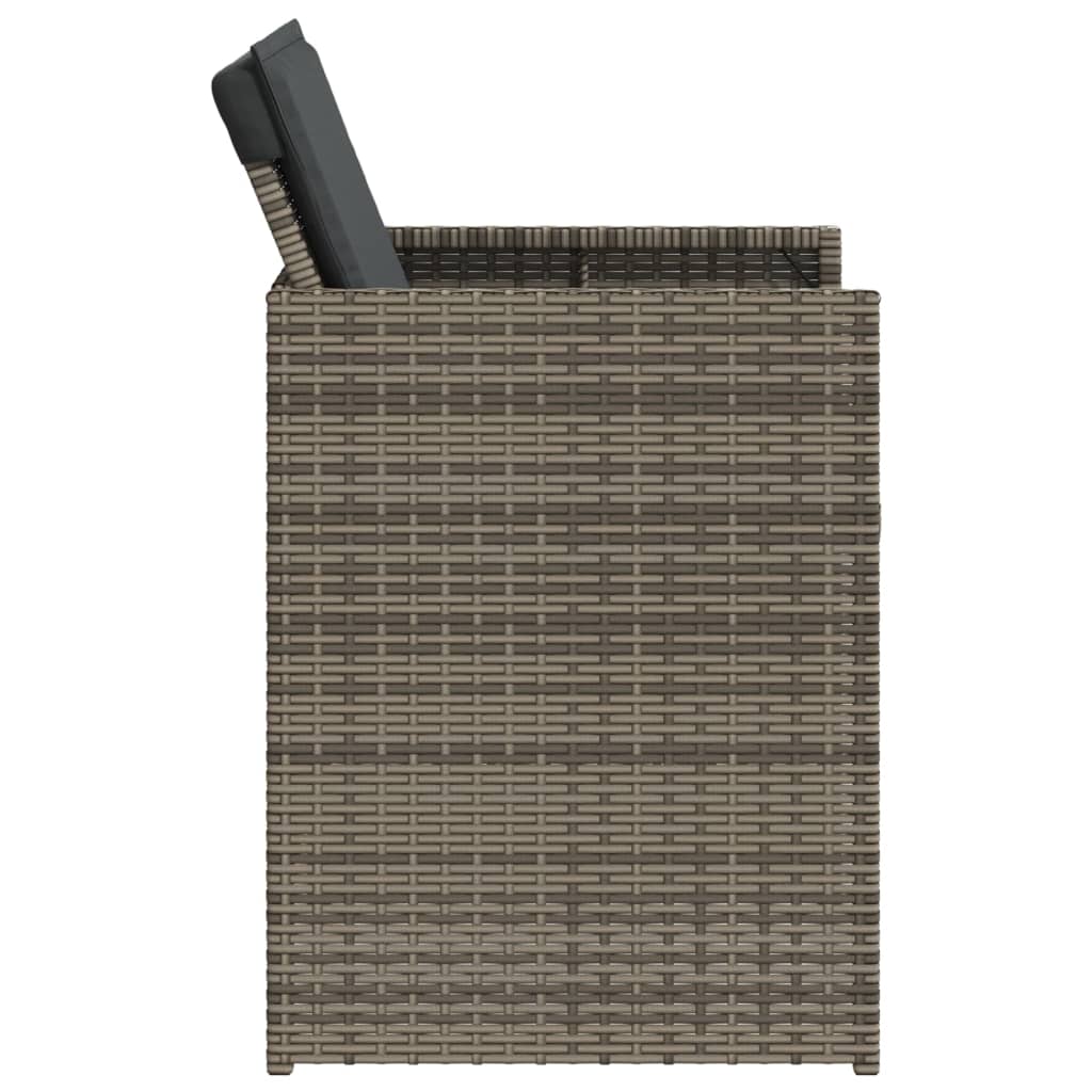 vidaXL Gartenstühle mit Kissen 4 Stk. Grau Poly Rattan