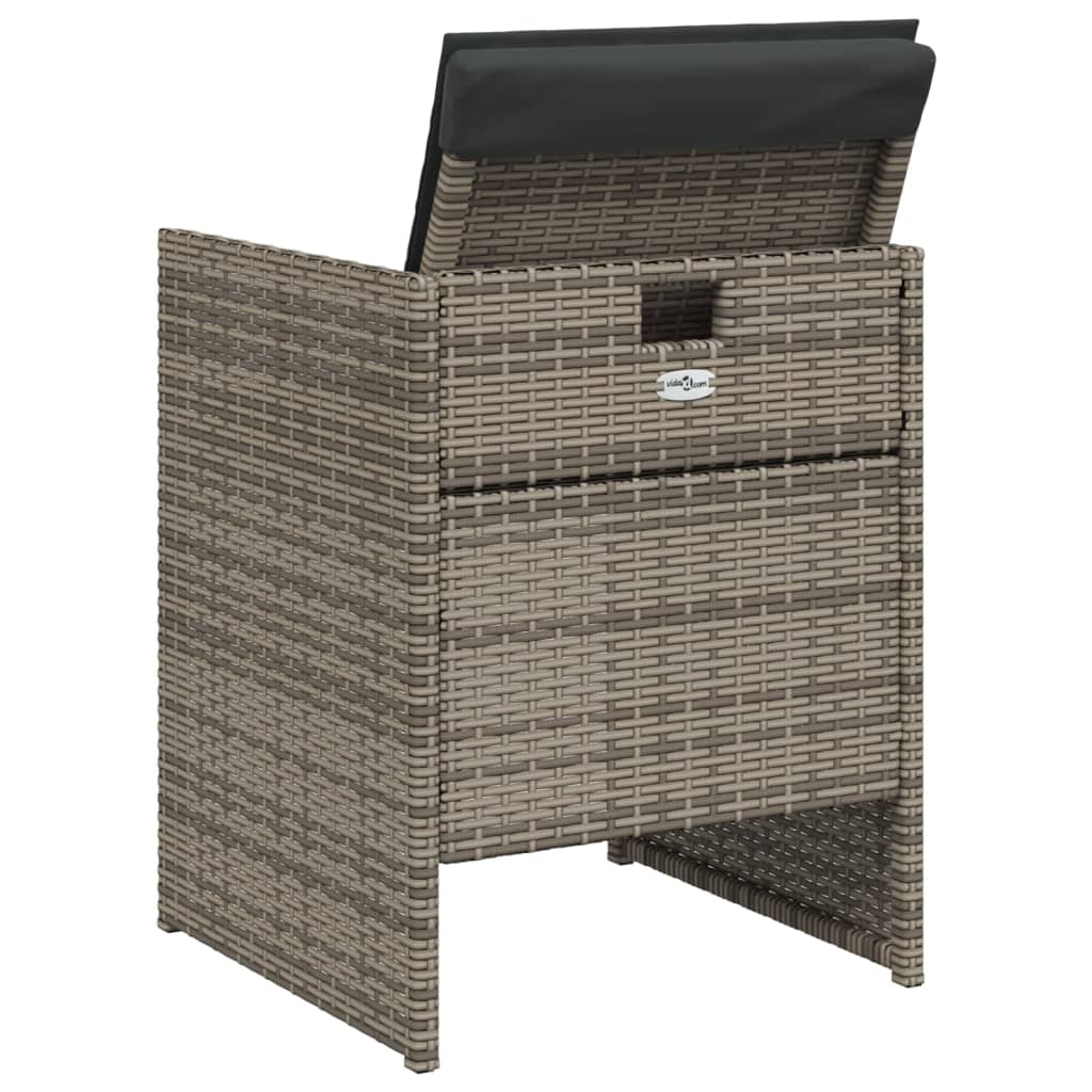 vidaXL Gartenstühle mit Kissen 4 Stk. Grau Poly Rattan