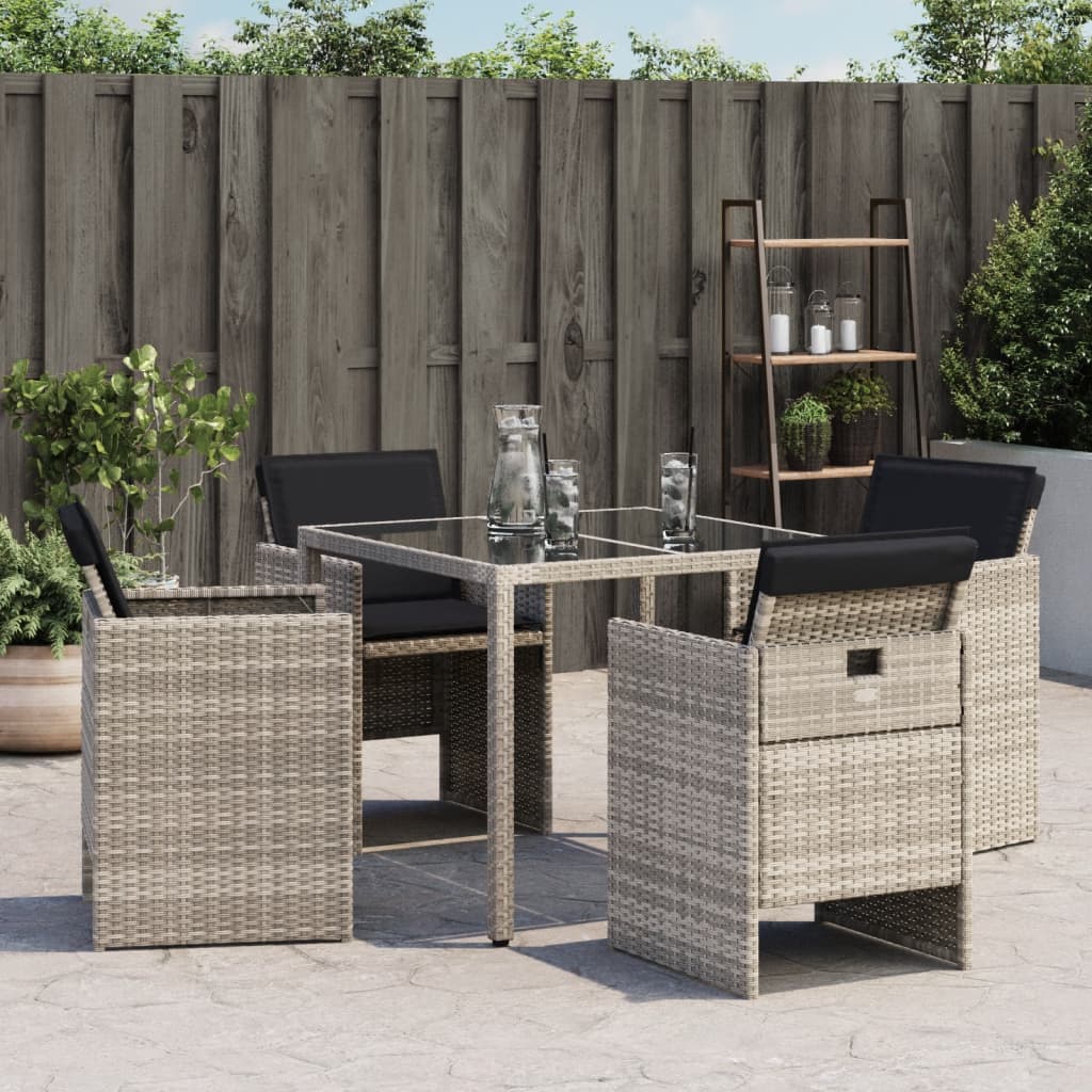 vidaXL Gartenstühle mit Kissen 4 Stk. Hellgrau Poly Rattan