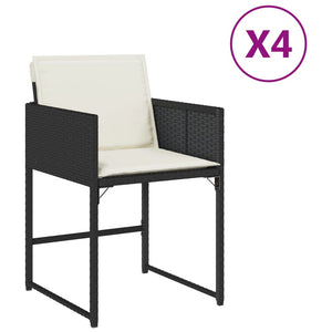 vidaXL Gartenstühle mit Kissen 4 Stk. Schwarz Poly Rattan