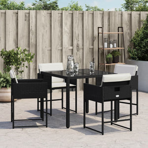 vidaXL Gartenstühle mit Kissen 4 Stk. Schwarz Poly Rattan