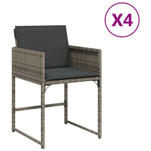 vidaXL Gartenstühle mit Kissen 4 Stk. Grau Poly Rattan