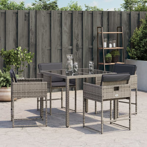 vidaXL Gartenstühle mit Kissen 4 Stk. Grau Poly Rattan