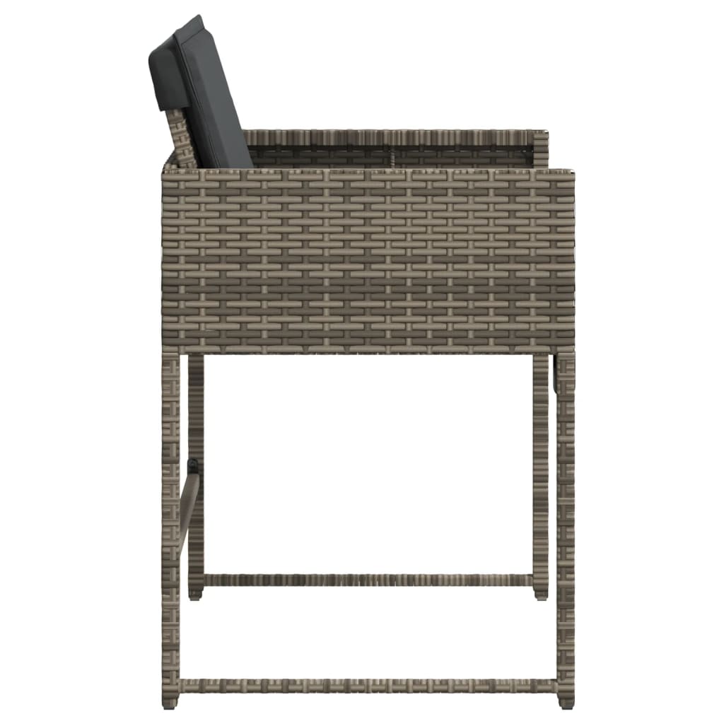 vidaXL Gartenstühle mit Kissen 4 Stk. Grau Poly Rattan