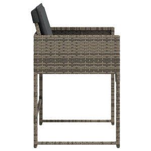 vidaXL Gartenstühle mit Kissen 4 Stk. Grau Poly Rattan