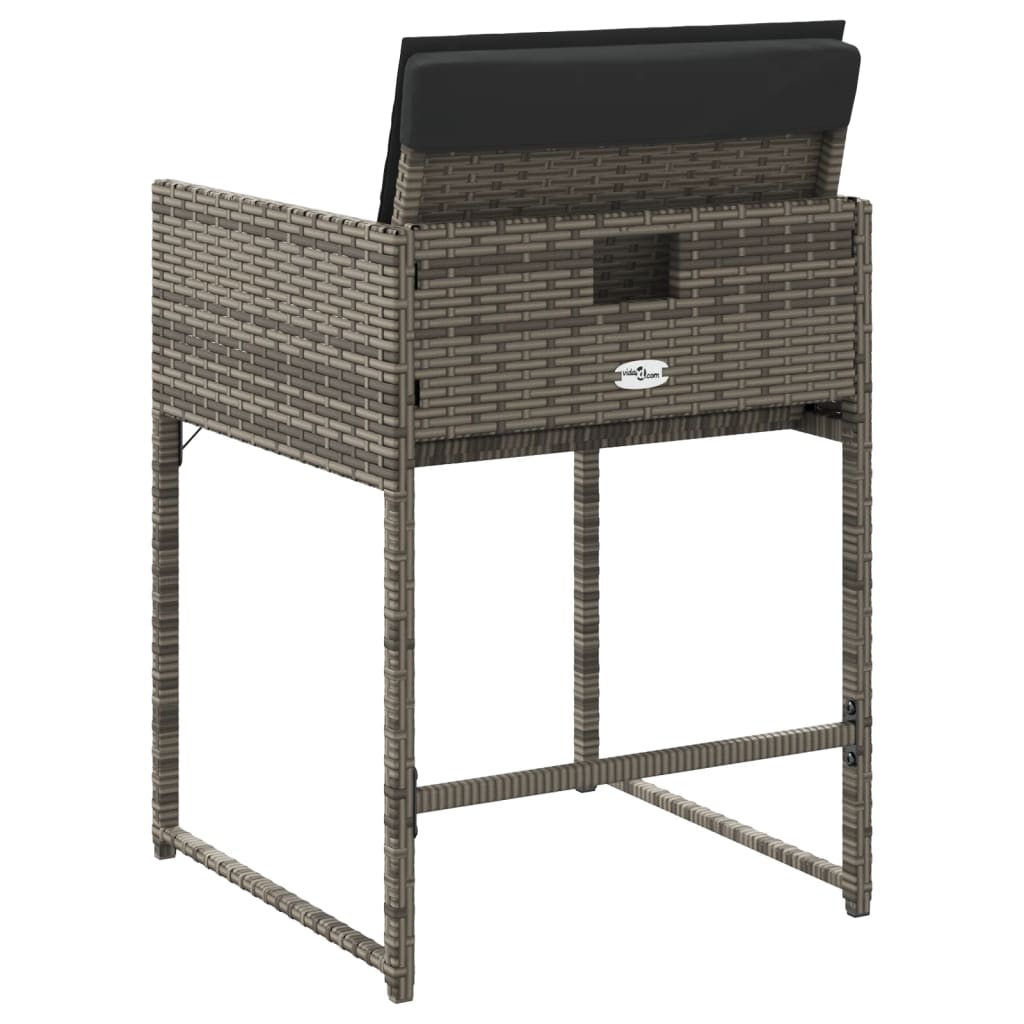 vidaXL Gartenstühle mit Kissen 4 Stk. Grau Poly Rattan