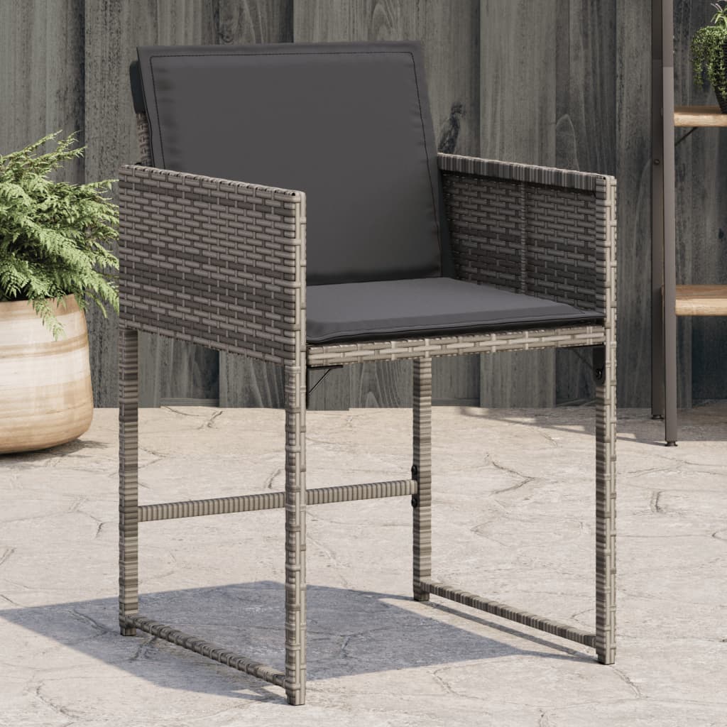 vidaXL Gartenstühle mit Kissen 4 Stk. Grau Poly Rattan