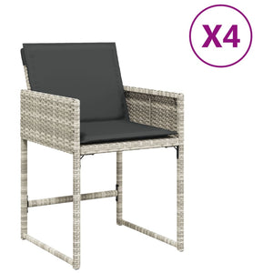 vidaXL Gartenstühle mit Kissen 4 Stk. Hellgrau Poly Rattan