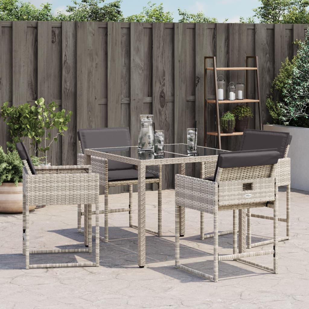 vidaXL Gartenstühle mit Kissen 4 Stk. Hellgrau Poly Rattan