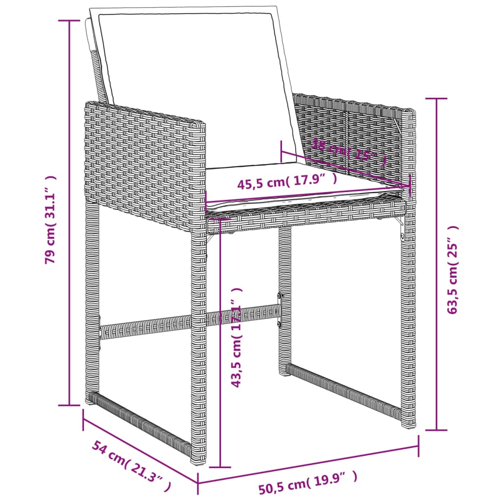 vidaXL Gartenstühle mit Kissen 4 Stk. Hellgrau Poly Rattan