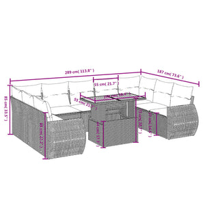 vidaXL 10-tlg. Garten-Sofagarnitur mit Kissen Grau Poly Rattan